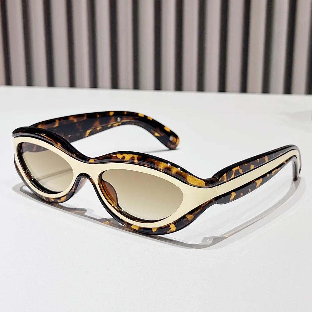 Y2K Vintage Luxury Designer Double Color Cat Eye Sunglasses Women Men Punk Trendy Small Frame Sun Glasses