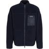 Color Block Buchstabenprint Stehkragen Langarm Jacke Herrenjacken Blau 6RZMJD-1510-BLU