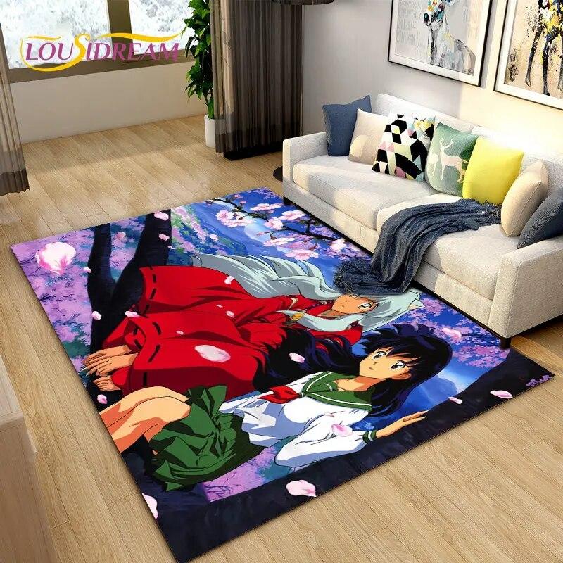 Inuyasha Japan Anime Cartoon Area Rug,Carpet Rug for Living Room Bedroom Sofa Doormat Decoration,Kids Play Non-slip Floor Mat