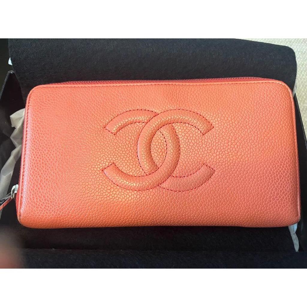 Used CHANEL Caviar Skin Round Zip Long Wallet