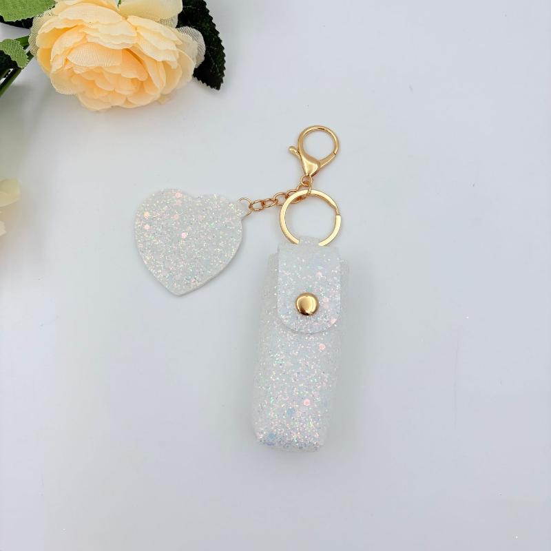 Chic Lipstick Holder Keychain Portable Makeup Bag Built-In Mirror Lipstick Protector Travel Companion