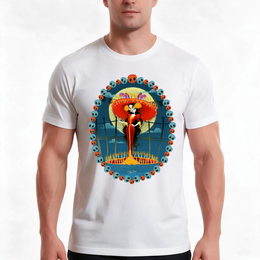 La Muerte Tshirt Summer Casual Cotton Tee Oversized Streetwear Tops Vintage Graphic Print Loose Fit Short Sleeve
