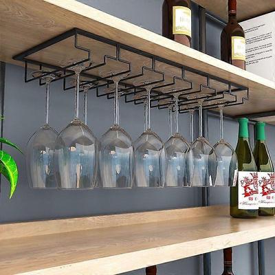 Portabicchieri da Appendere - Portabicchieri da Vino con 6 Guide per 12-18 Bicchieri, 60 X 22.5 X 5.5cm