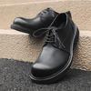 Big head leather shoes thick sole soft surface low-top shoes retro handmade round head casual derby shoes versatile small black shoes 9313-J