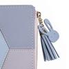 Women Wallet PU Leather Zipper Closure Multi Pocket Color Splicing Trendy Practical Lady Wallet Blue Free Size