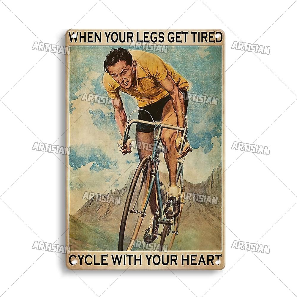 Artisian Cycling Metal Sign Bicycle Tin Plaque Bike Decorative Poster Wall Decor Garage Bar Pub Club Hotel Cafe Kitchen Home
