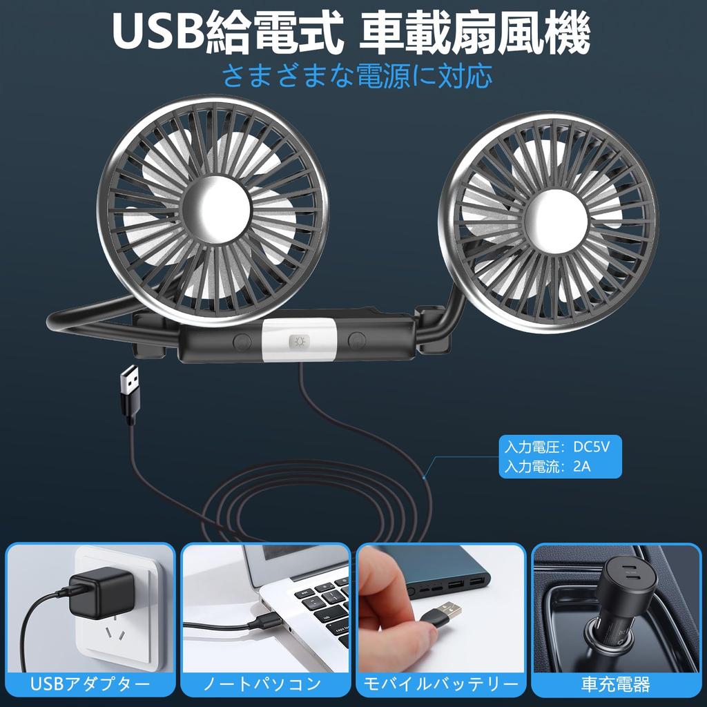 Per Offerte Estivewin Auto Auto Elettrica USB Poggiatesta Doppia Testa Auto Basso Facile Ideale per Soggiorni Notturni in Caldo Lunga Prevenzione Colpo di Calore [Nuovo 2026] Ventola, Ventola,