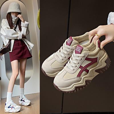 Korean Version of the New Dad Shoes for Women, Winter Student Sports Running Shoes, Casual Shoes with Heightened Thick Soles