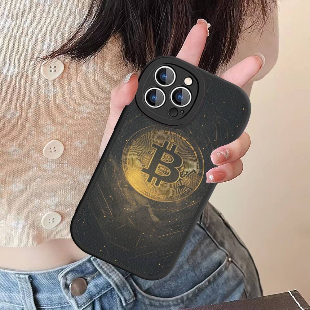 Luxury B-Bitcoin For IPhone 16 15 14 16E 13 12 11 Pro Max Plus Phone Leather Case