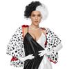 Schwarz-Weißer Hexenumhang mit geflecktem Hund Leopardendruck-Schal Cruella Schal Perücke Cosplay-Kostüme Anime-Cosplay