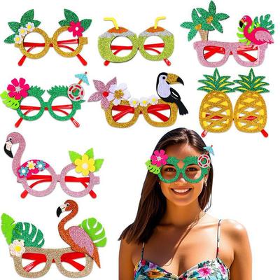 Tropical Hawaiian Party Glasses Funny Photo Decoration Props, 8 Pairs