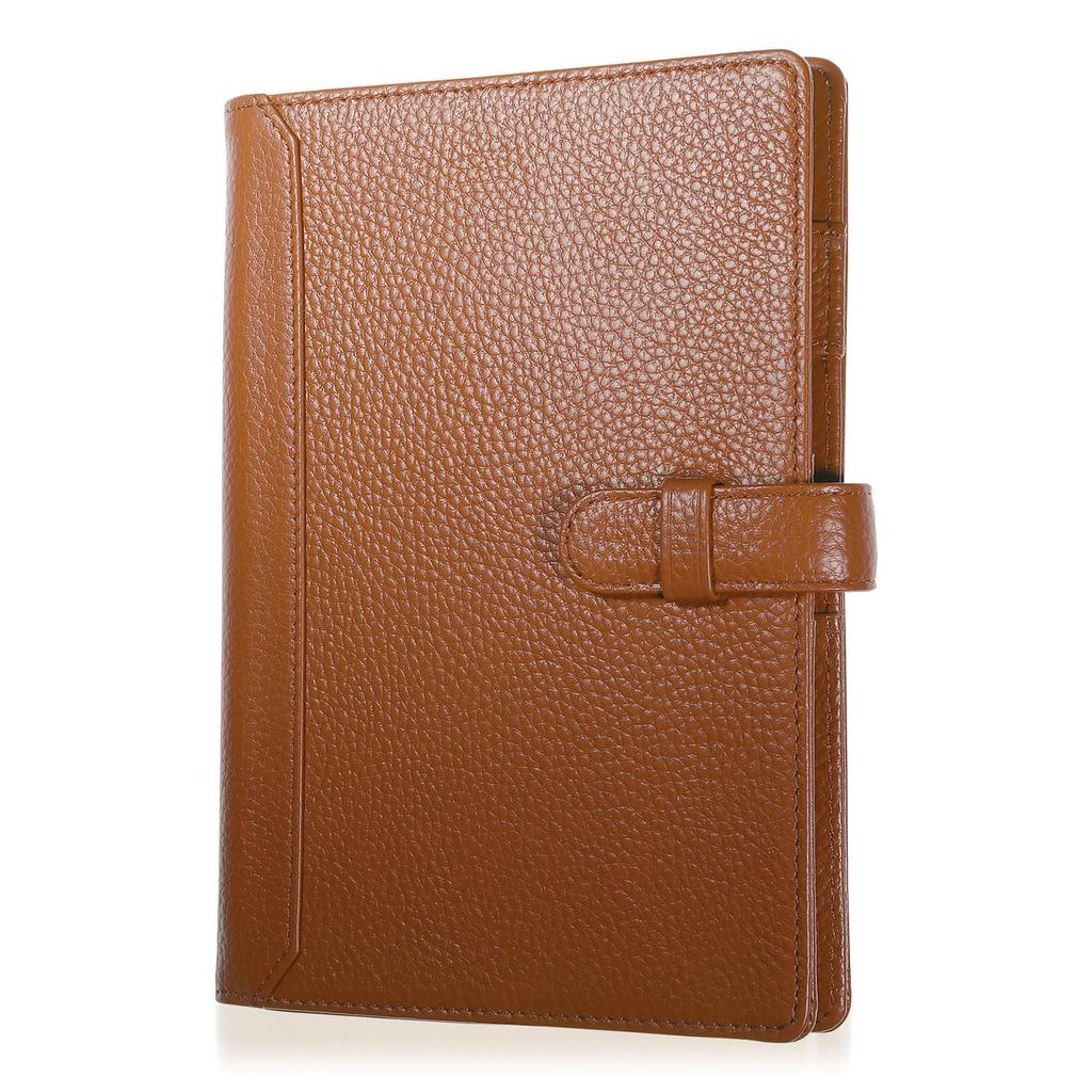 B6 Slim Leather Notebook Cover for College Pen and Card 5 Colors NC0 [BLUE SINCERE] Notebooks, Holder, Bookmark, Slots, / (Retro Camel)