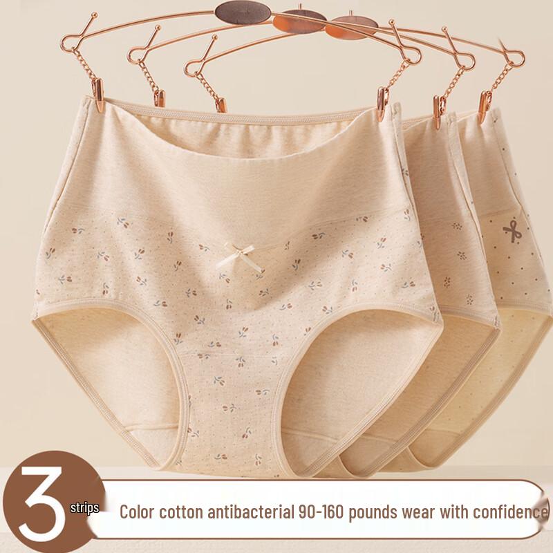 Dingguagua Women's Antibacterial Cotton High-Waist Underwear 3-Pack