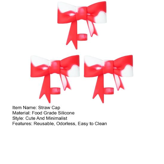 3 ks silikonové čepičky na brčka Bowknot brčka na brčko o průměru 10 mm Opakovaně použitelné nástavce na brčka Chrániče pro skleničky Stanley 40 Oz