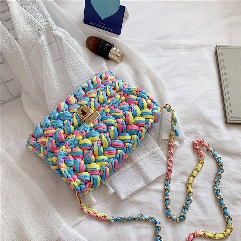 Bolsas de Mão Femininas da Moda Bolsa de Tecido Alça de Crochê Casual Ombro Transversal Clutch