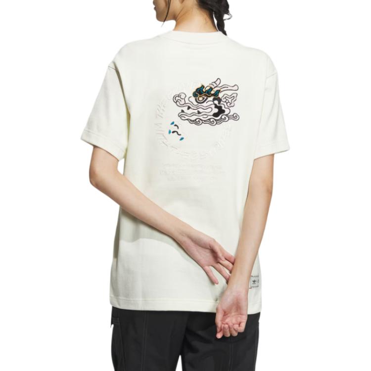adidas Originals X Feifei Ruan Drakenprint Korte Mouw T-shirt Unisex Tops Wit IX4222
