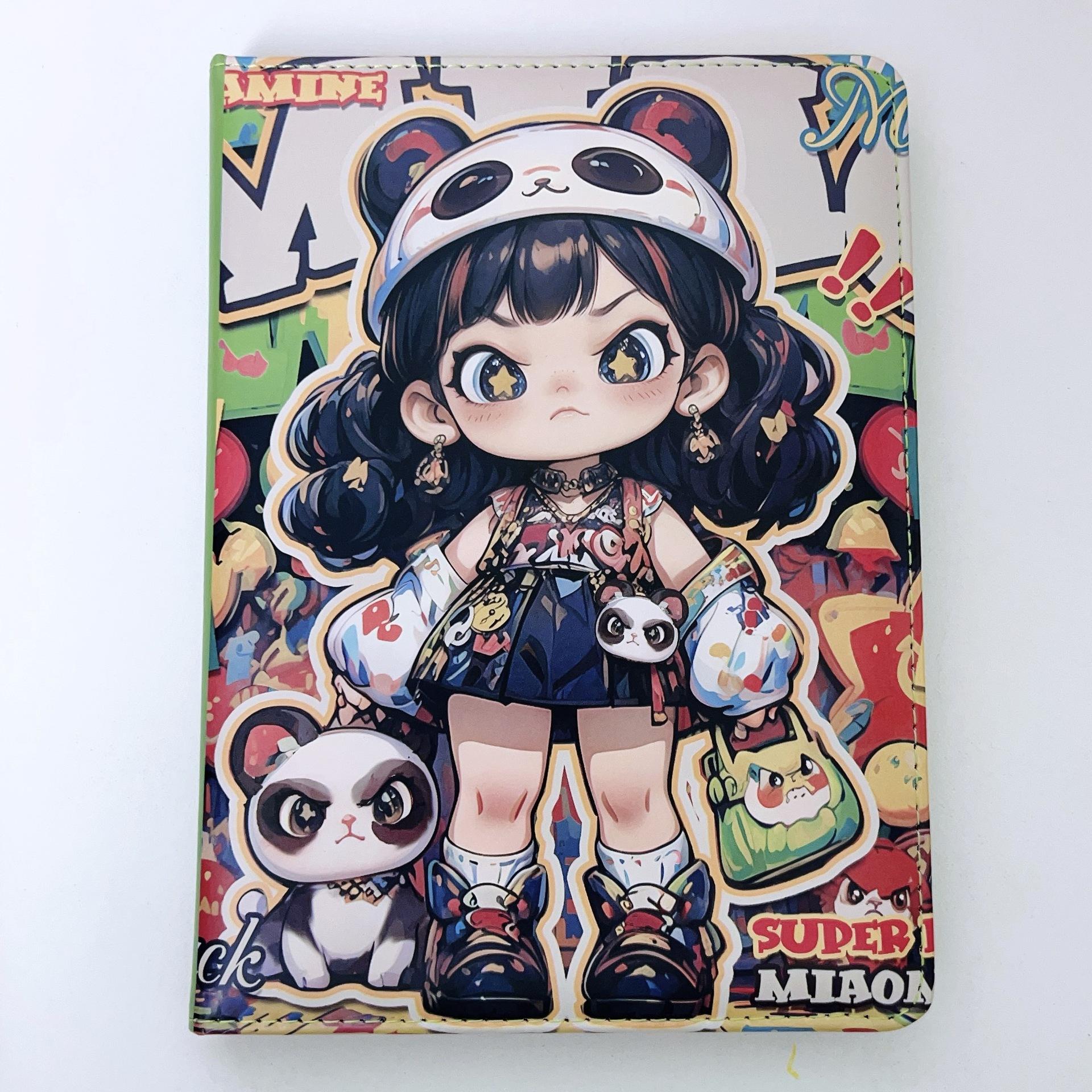 

Расписная кожаная тетрадь A5 Модный крутой дневник A5 с цветными страницами Двумерный блокнот