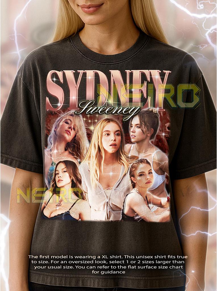 Maglietta Bootleg di Sydney Sweeney, Maglietta Vintage con Stella Attore Celebrità Performer, Maglietta Throwback Retrò Anni '90, Felpa di Sydney Sweeney