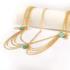 Europe, America, Multi-layer Chain Turquoise Water Drop Head Chain Headgear Women, Fashion Baroque Headband Headband
