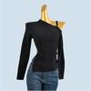 Glutinous Sexy off-the-Shoulder Knitted Bottoming Shirt Women's Long Sleeve Autumn and Winter Design Asymmetric Top Western Style Inner wear Sweater