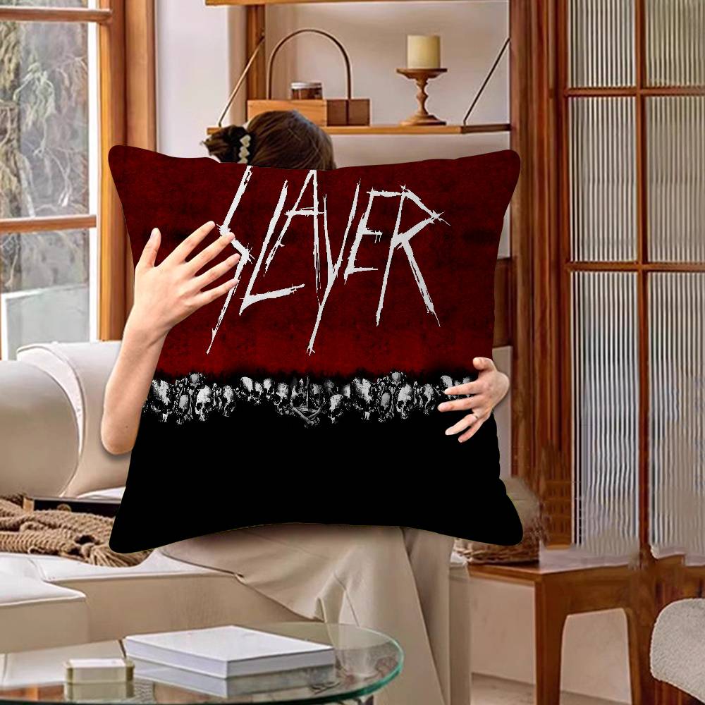 S-Slayer Heavy Metal Band Cushion Cover Polyester Sofa Cushions Decorative Throw Pillows Home Decoration Pillowcover