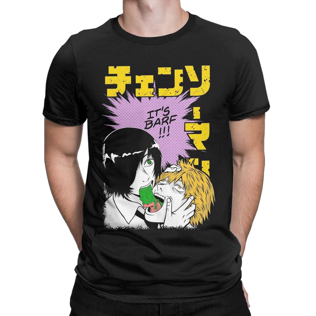 Herren Chainsaw Man Japanischer Manga T-Shirts 100% Baumwolle Kleidung Lustige Kurzarm Rundhals T-Shirts 6XL T-Shirt