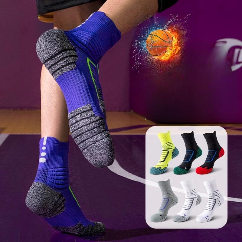 Towel Bottom Socks Men's Mid-calf Spring and Summer Style Thickened Running Sports Men's Style Basketball Professional Badminton Practical Anti-odor