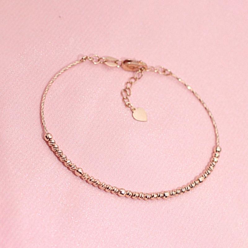 585 Purple Gold Plated 14K Rose Gold Simple Shiny Beaded Bracelet for Women Party Luxury Party Slender bangles jewelry