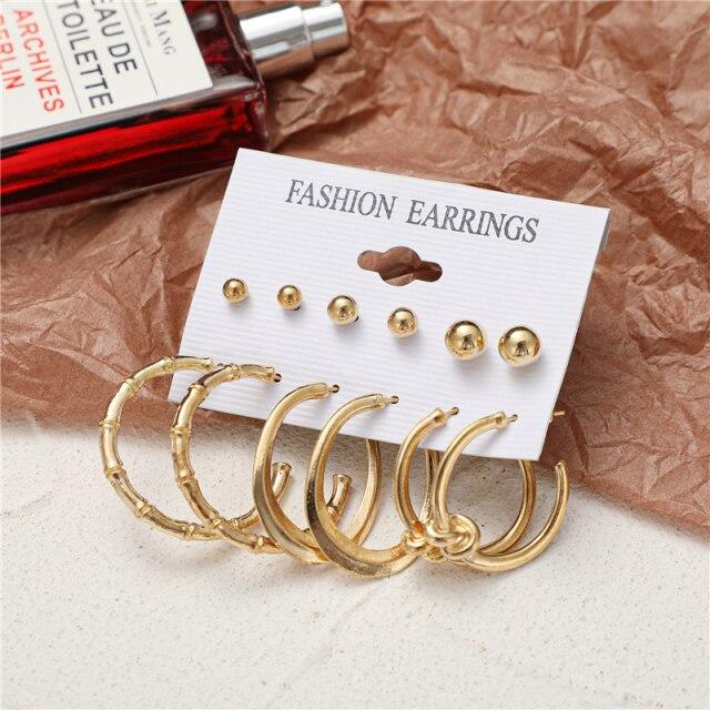 17KM Trendy Geometirc Gold Round Hoop Earrings Set for Women Big Leopard Resin Hoop Earrings 2021Accessories Jewelry Party