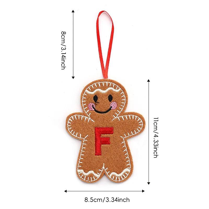 A-Z Gingerbread Man Doll Christmas Decoration Pendants Xmas Tree Hanging Ornament Christmas for Home New Year Kids Gift