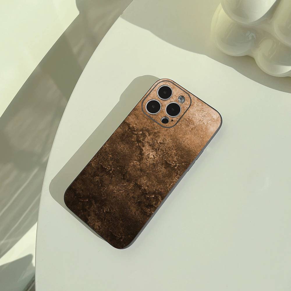 Natural- Rust- Texture Phone Case For iPhone 17,16,15,14,13,12,11 Pro Max,16Plus,XS Lightweight and Practical Soft Black Cover
