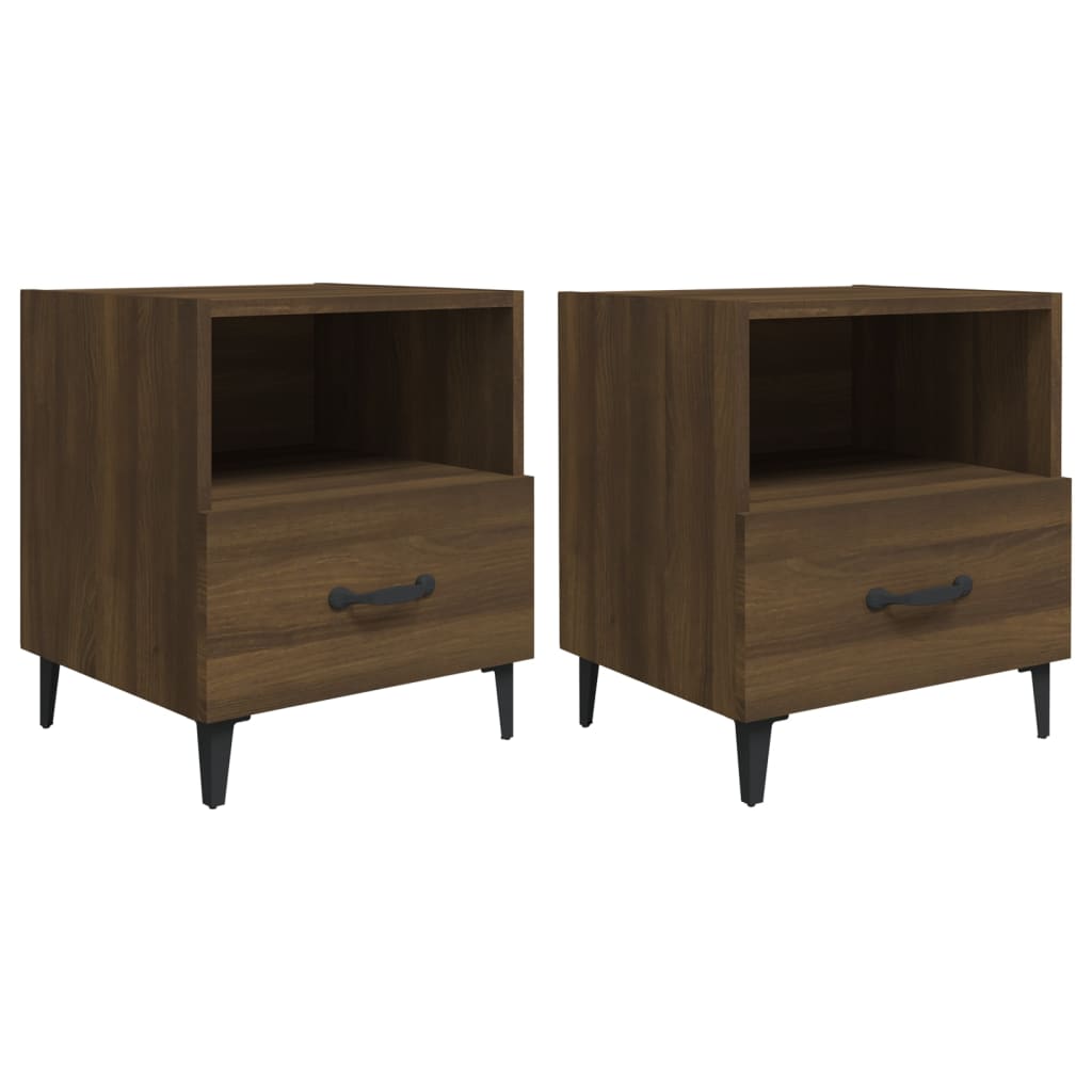 Nightstands 2 Pcs Brown Oak Effect Particleboard