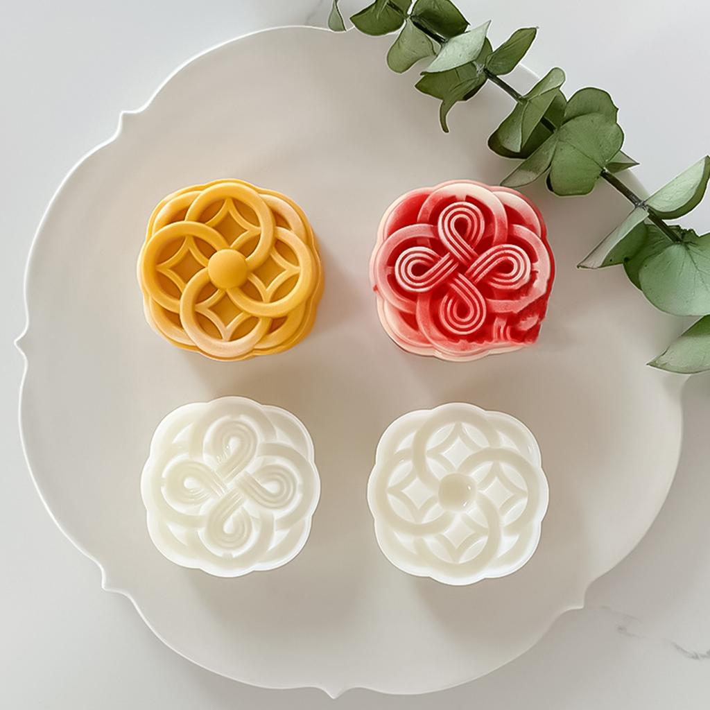 Fortune Knot Mooncakes Molds Unique Mooncakes Crafting Molds Creative Stamp Set for Making Beautiful Treat