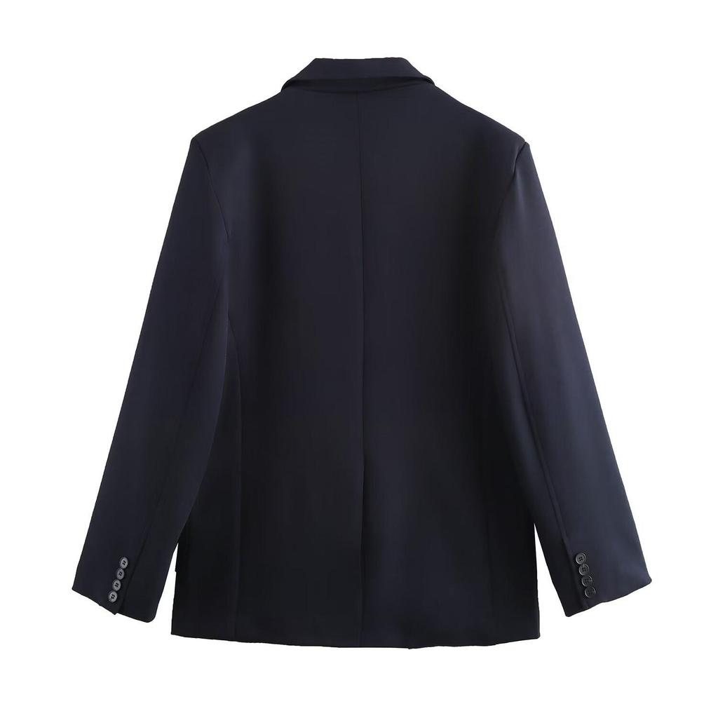 2024 Autumn Women's European-American Fashion Oversized Suit Jacket with Pocket Accents