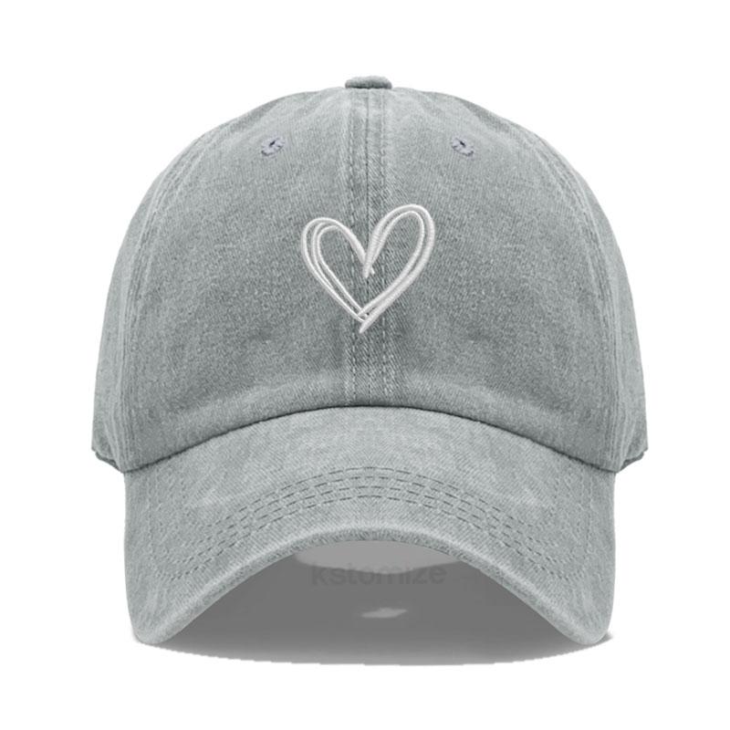 Unisex Soft Cotton Dad Hat Heart Embroidery Baseball Cap For Women Men Adjustable Unisex Casual Sports Caps