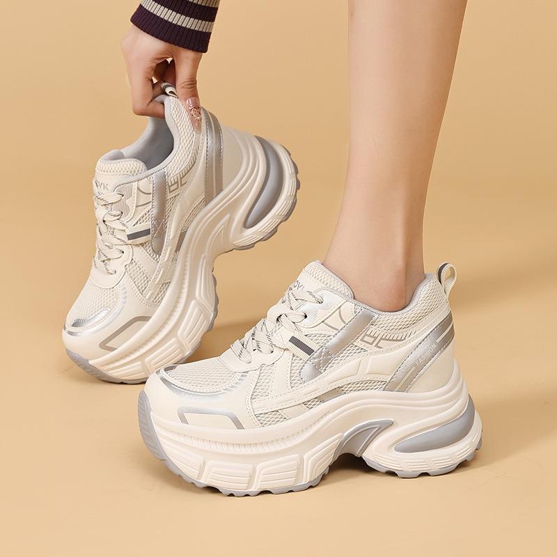 Thick-soled Heightening Shoes Women's Spring and Summer New Mesh Casual Sports Shoes Versatile and Showing Feet Small Single Shoes