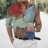 Stylish Men's Geometric Print Long-sleeve Shirt, Versatile for Daily Wear