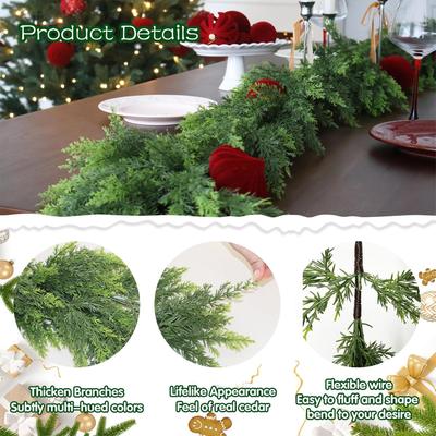 Christmas Garland Artificial Cedar Pine Garland Realistic Foliage Winter Holiday Decor Door Wreath Fireplace Hanging Ornaments