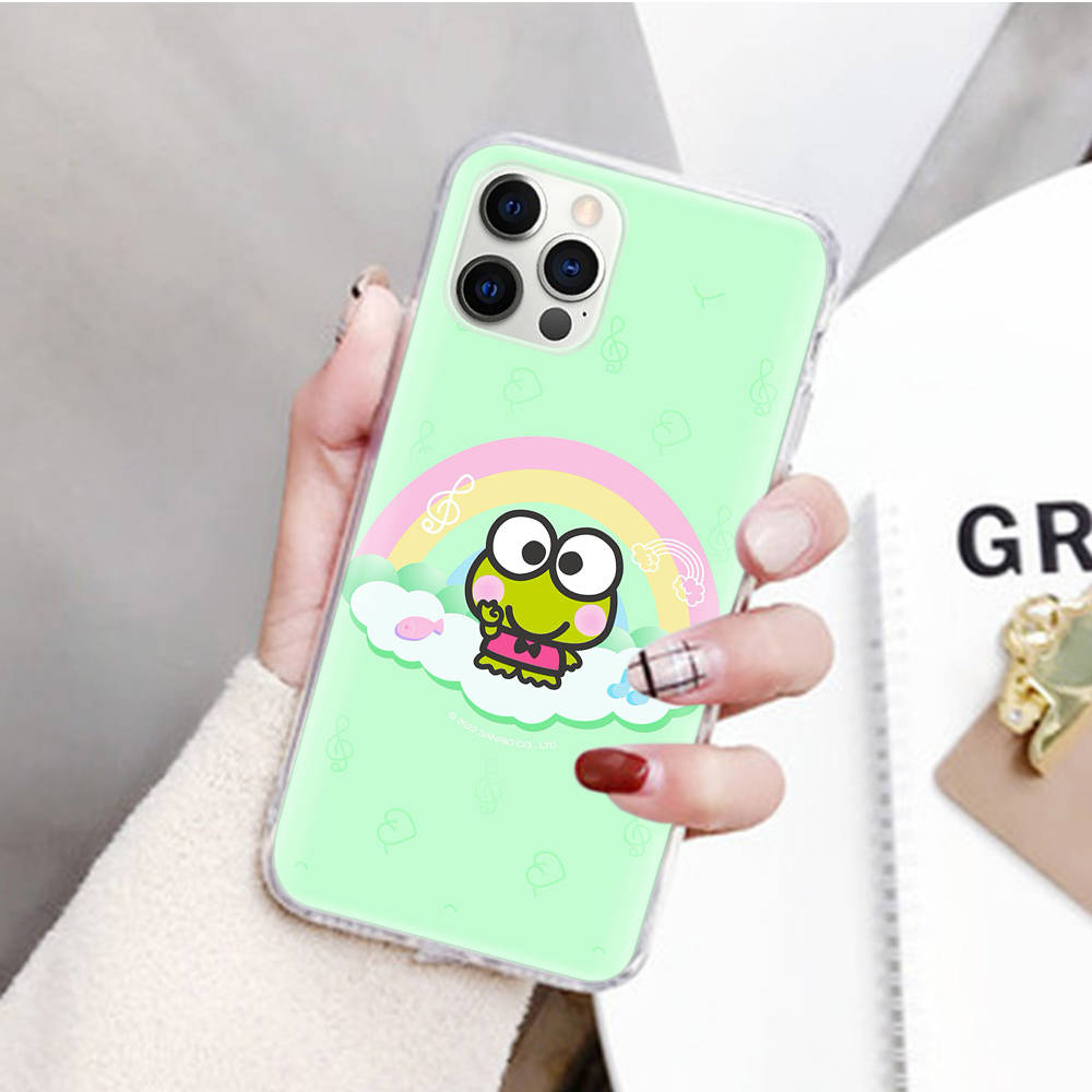 JZ2 Kerokero Keroppi Transparent Case for Samsung A04 A14 A23 M33 M53 Realme 10 9 C35 C55 VIVO Y02 X80 Infinix Hot 30 Note 11 Tecno Spark 8P Pro
