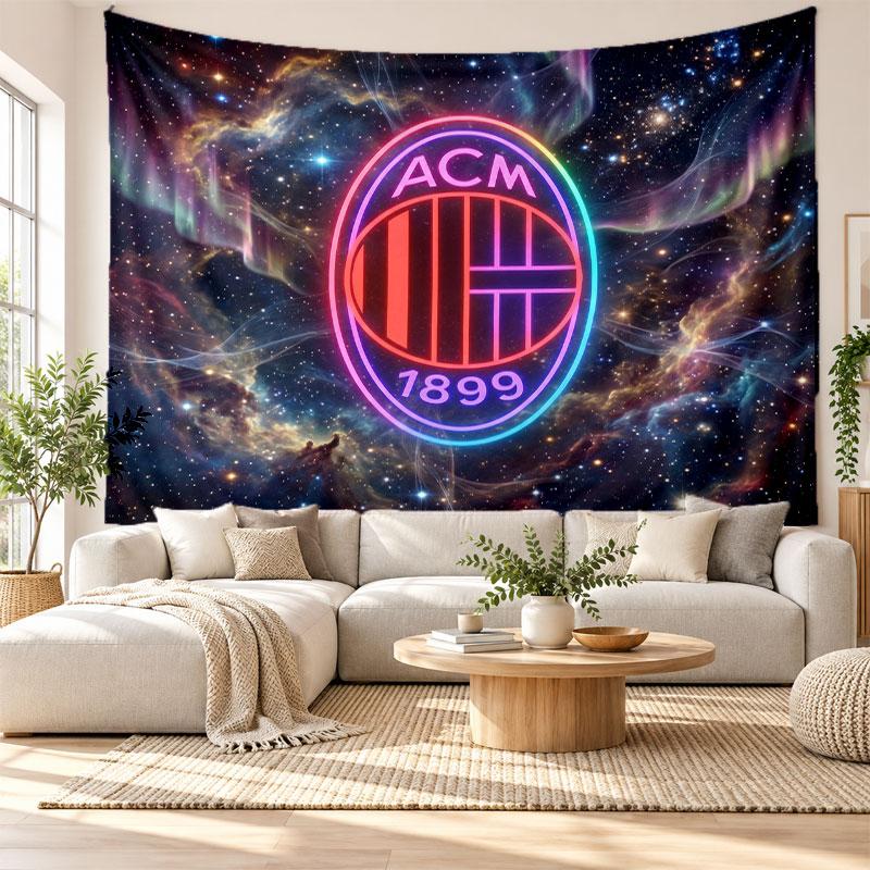 AC Milan Wall Tapestry, Soft Fabric Wall Hanging, Decorative Backdrop For Bedroom Home Wall Art