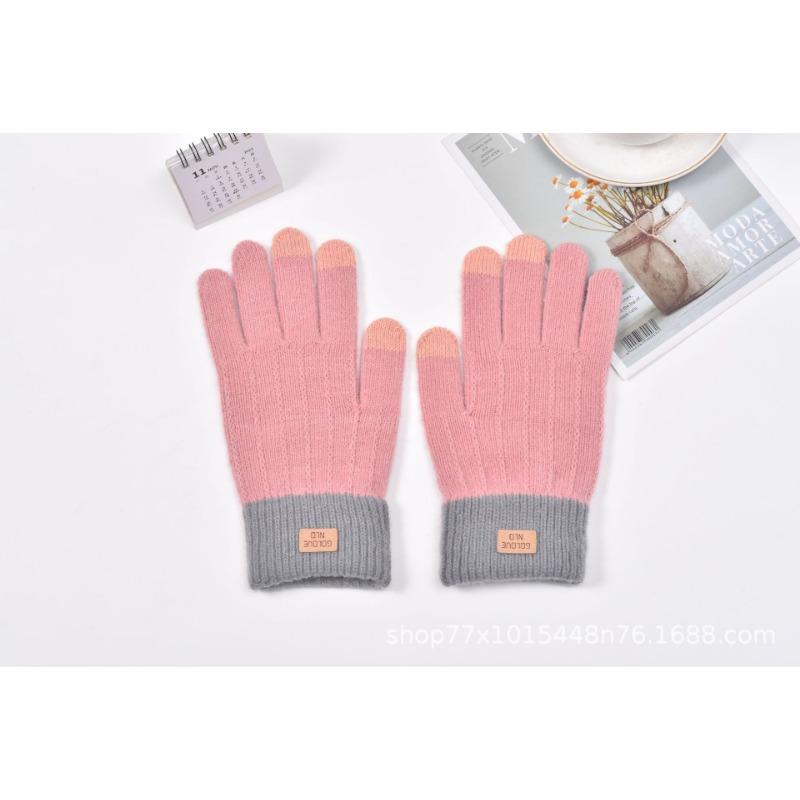 Winter thermal gloves knitted thermal wool jacquard leather standard imitation cashmere gloves jacquard game gloves