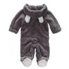 Baby Coral Fleece Hooded Romper - Long Sleeve, Warm Autumn/Winter Jumpsuit for Toddlers