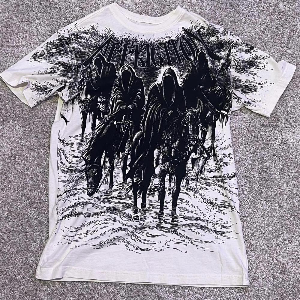 summer Affliction Vintage Tee Oversized Y2K Gothic Streetwear Men's and Women's Retro Rock Men's T-shirt Top