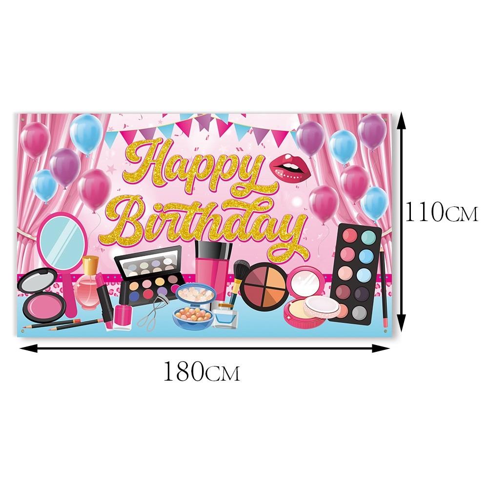 Birthday Makeup Themed Decoration Background Banner For Girls Party Props