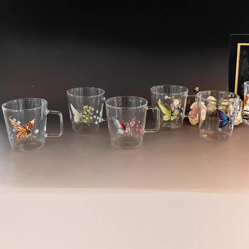 Shangqi Butterfly Glass Milk Cup Set (2-Pack)