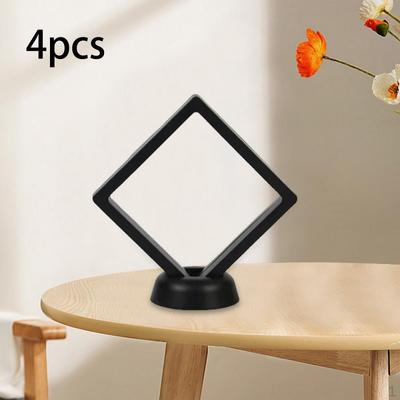 4-teiliger schwebender 3D-Rahmen mit Ständer, klein, für Ohrringe, Ringe, Broschen, Medaillen