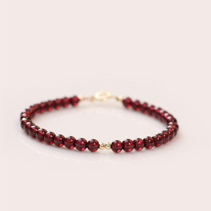 Tuiying-003 Jewelry & Bijouterie Women's Red/Gold Vintage Natural Garnet Crystal Bracelet 14K Plated Copper Toggle Clasp Jewelry For