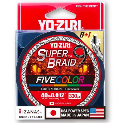 PE Line Super Braid 9 Five Colors 330 YDS 40 LBs YO-ZURI