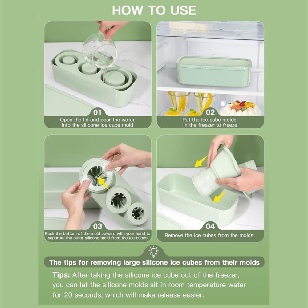 Ice Cube Tray for Tumbler, Silicone Hollow Cylinder Ice Mold with Lid and Bin for Ice Drink, Juice, Whiskey, Cocktail, Compatible with 40Oz Tumbler