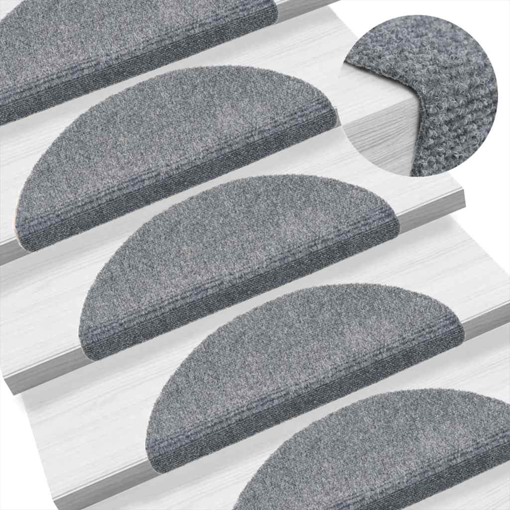 Self Adhesive Stair Mats 10 pcs Light Grey 56 x 17 x 3 cm